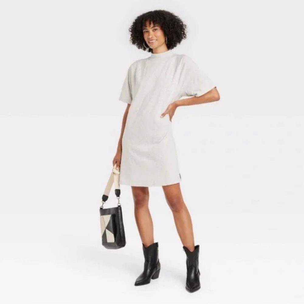 Women's Elbow Sleeve Knit T-Shirt Dress Universal Thread Gray Size XXL. NWT